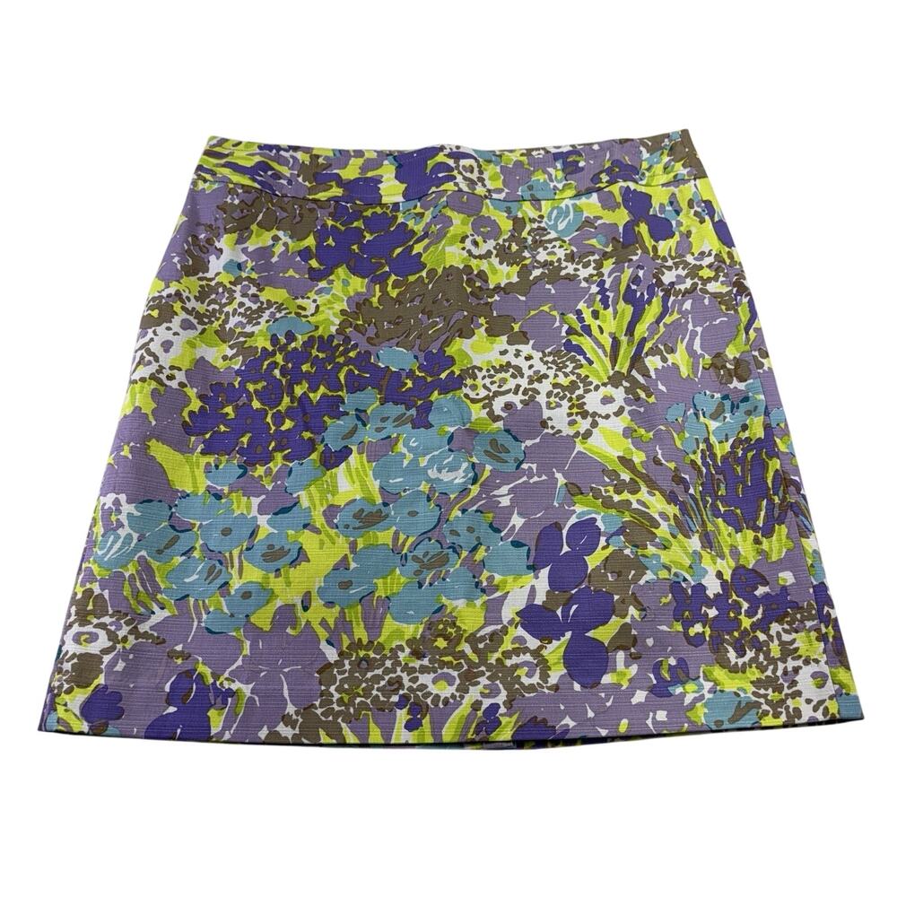 Talbots Floral Skirt Pastel Midi Knee Length Purple Green Skirt NWT Size 14P